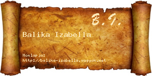 Balika Izabella névjegykártya